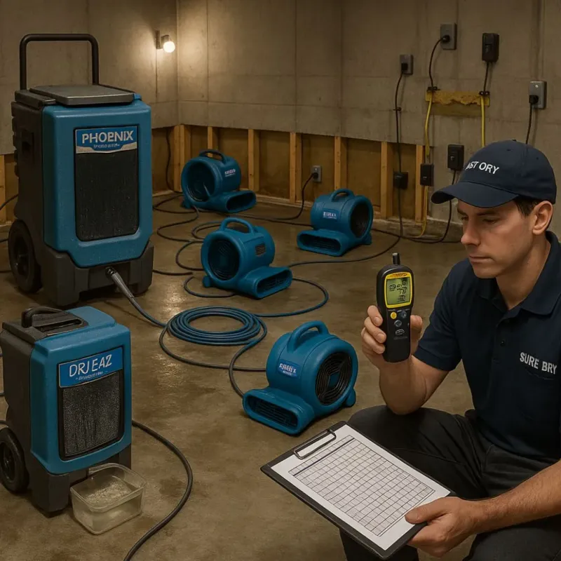 Structural Drying and Dehumidification process in Lake City, IA
